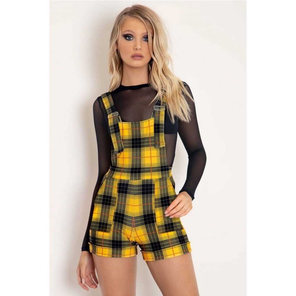 Blackmilk Tartan Grunge Short Overalls